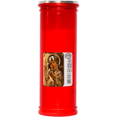 Set 24 candele rosii 57 ore cu capac anti-vant pentru cimitir T50 Zniczplast